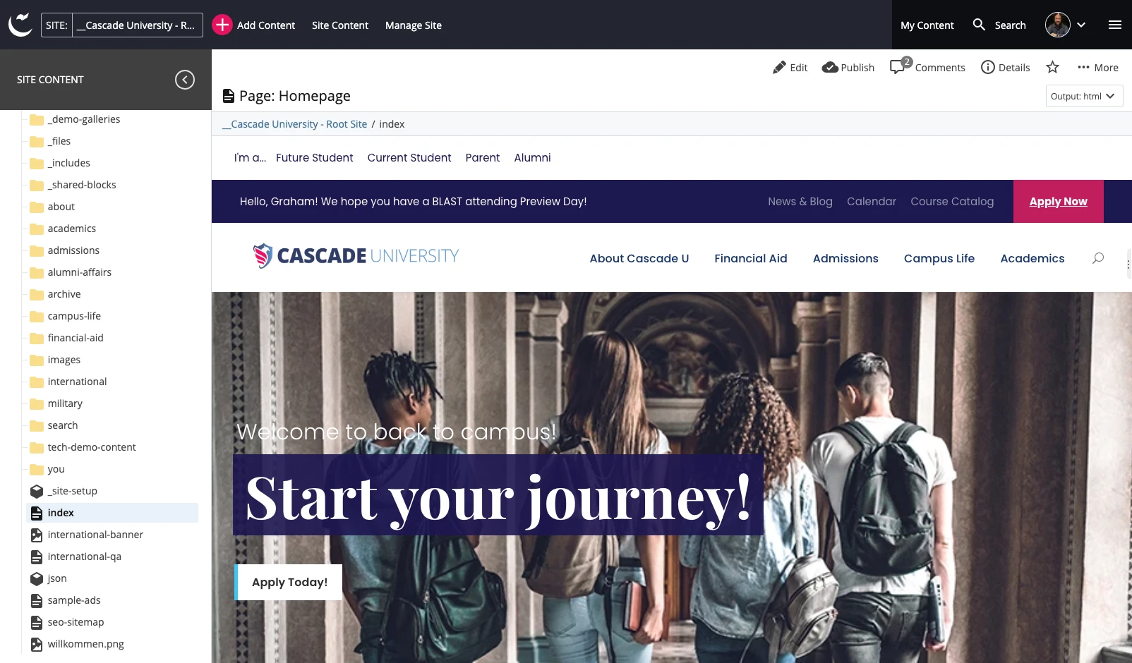 image of the inside of cascade cms