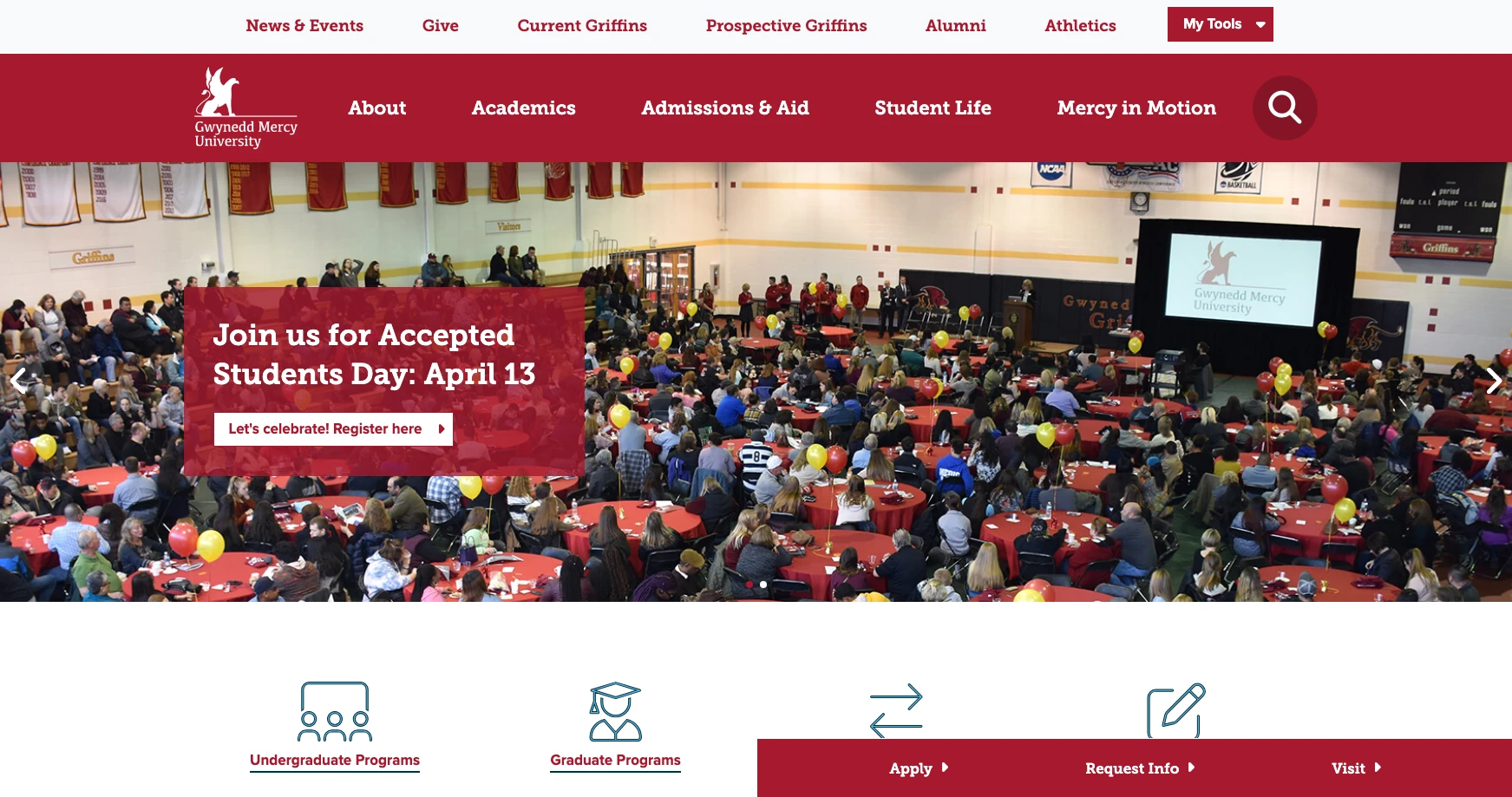 gwynedd mercy university homepage screenshot