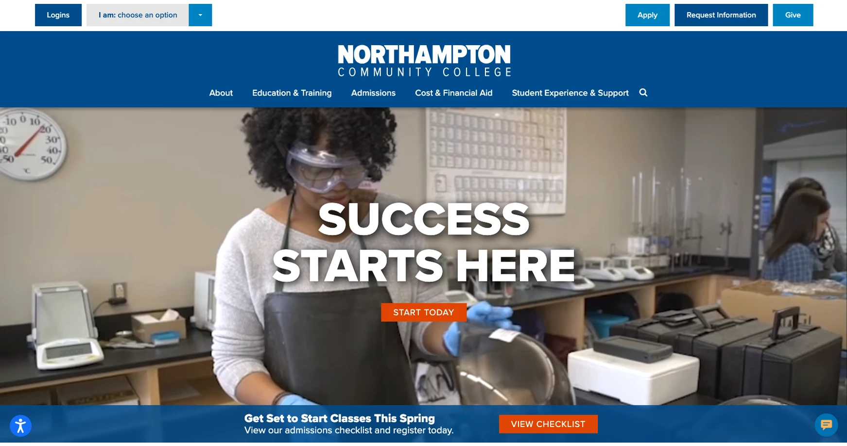 northampton community college homepage screenshot